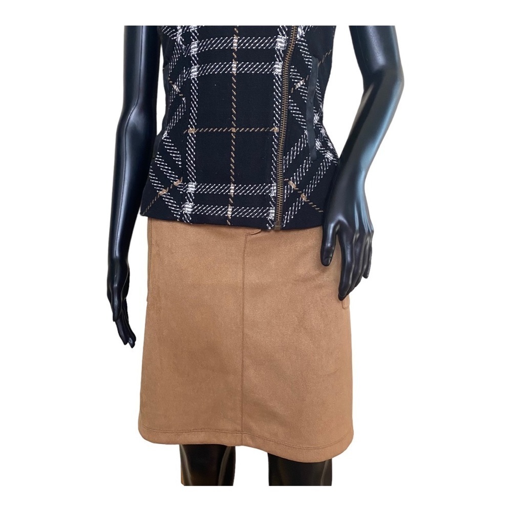 NWT Sabrina Lauren New York A line Faux sued Mini Skirt Camel Color Sz 3X